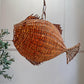 1950s Large Wicker Fish Pendant Light