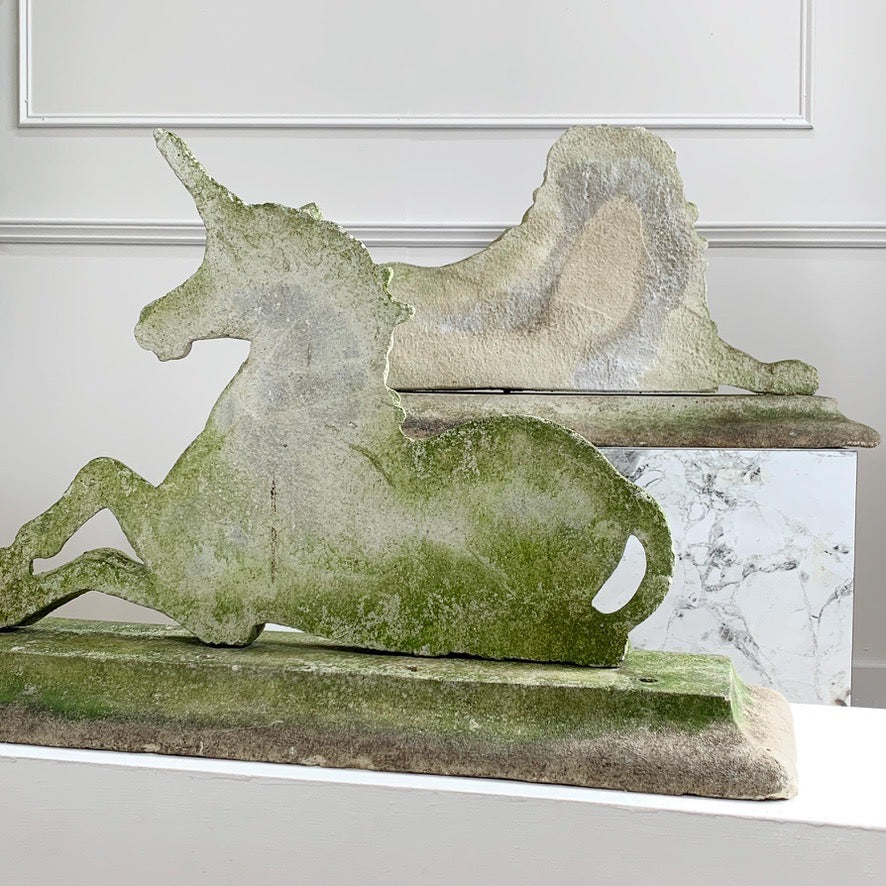 19th Century Heraldic Lion and Unicorn Statues