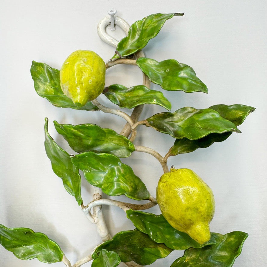 Pair of Amalfi Tole Lemon Wall Lights Italy 1950's