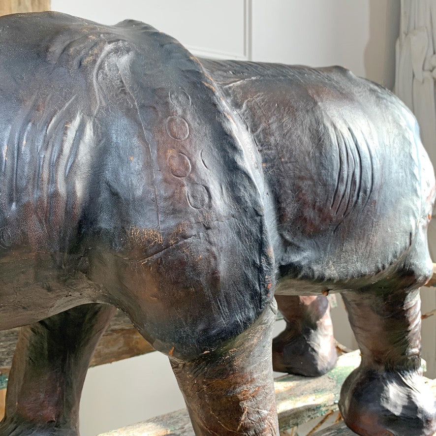 Very Large Liberty of London Leather Rhino Footstool