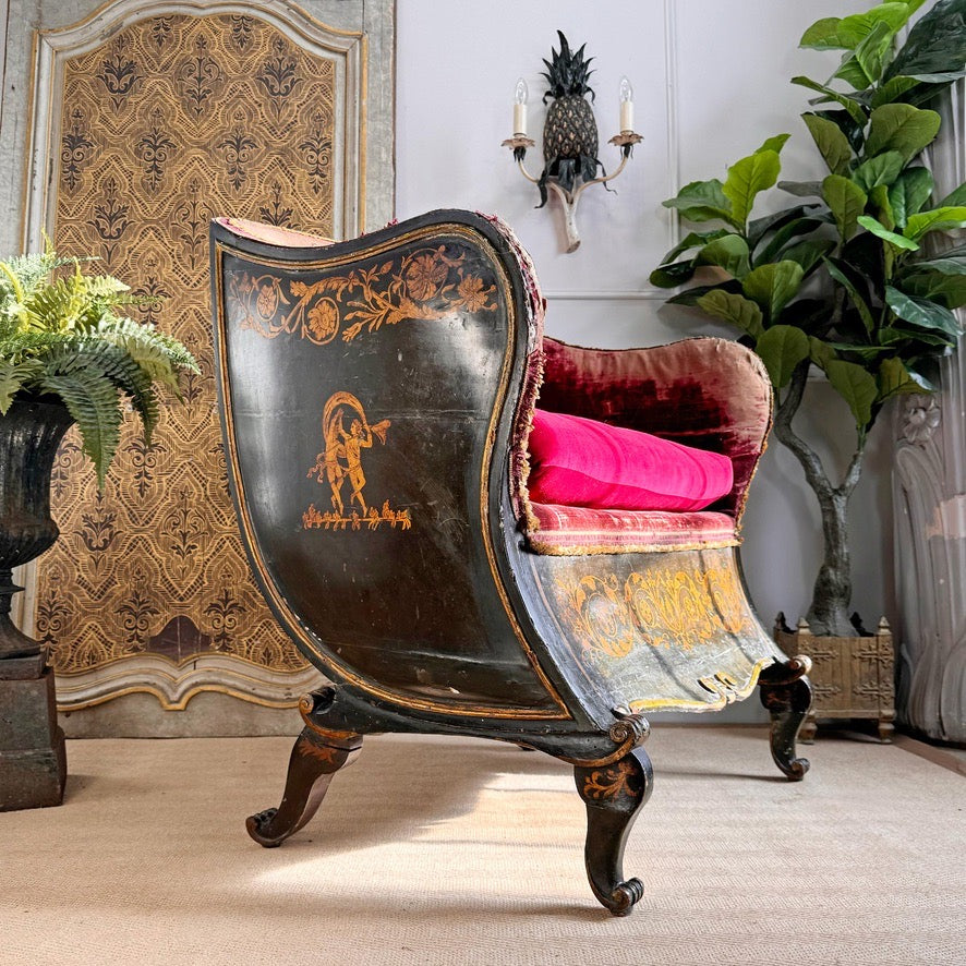 18th Century French Sleigh Form Ducal Crown Chair of Significant Importance