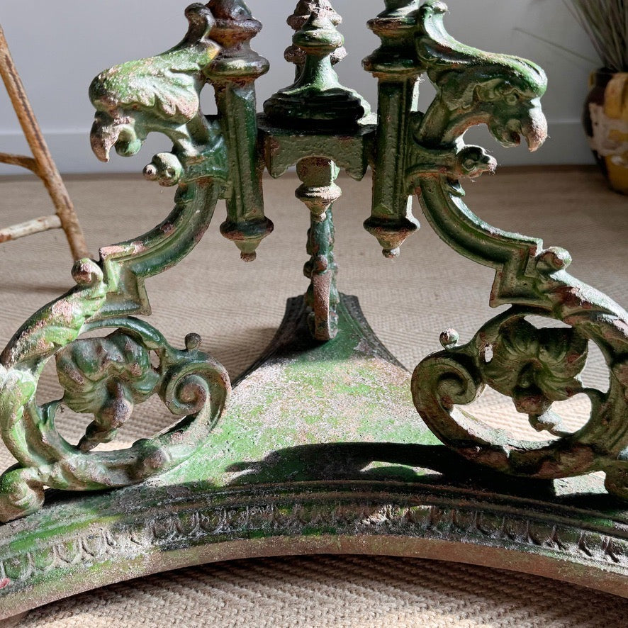 Antique Cast and Wrought Iron Marble Top Orangery Table