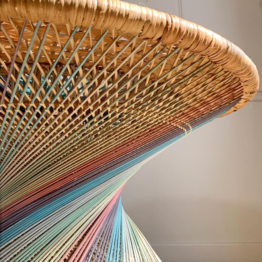 Italian Rainbow Rattan 'Emmanuelle' Peacock Coffee Table 1970's