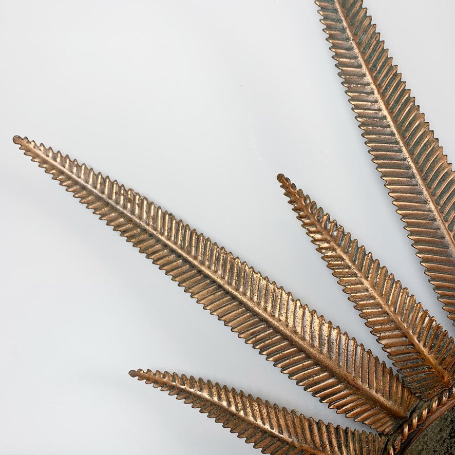 1970's Italian Copper Feathered Sunburst Mirror