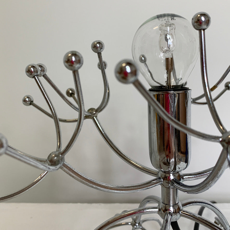 Pair Of Silver Gaetano Sciolari Sputnik Table Lamps Italy 1960s