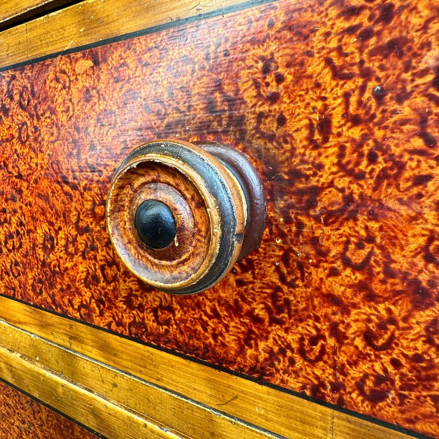Biedermeier Scumble and Faux Burlwood Painted Chest of Drawers