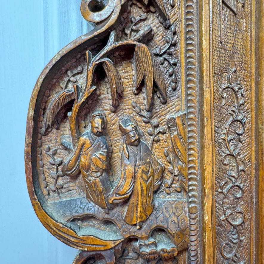 An Exceptionally Carved Qing Dynasty Hardwood Chinese Export Mirror
