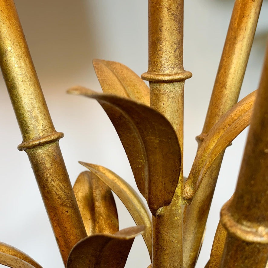 Italian Gold Faux Bamboo Table Lamp 1950's