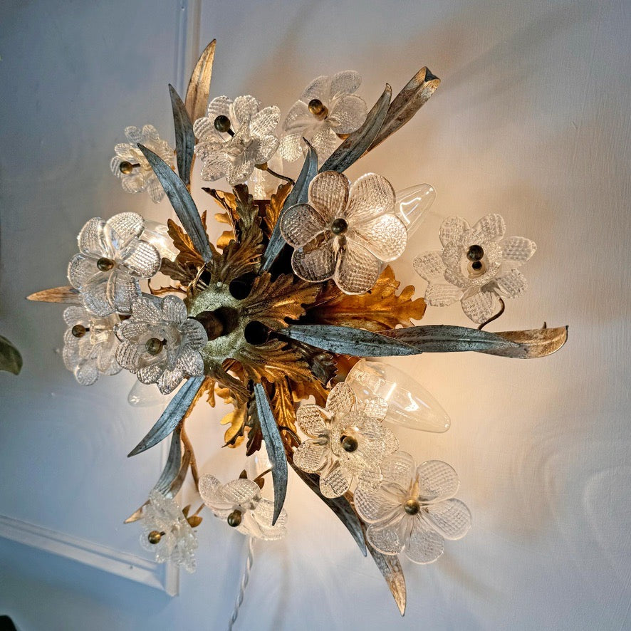 Banci Firenze Murano Glass Flush Light 1950's Italy