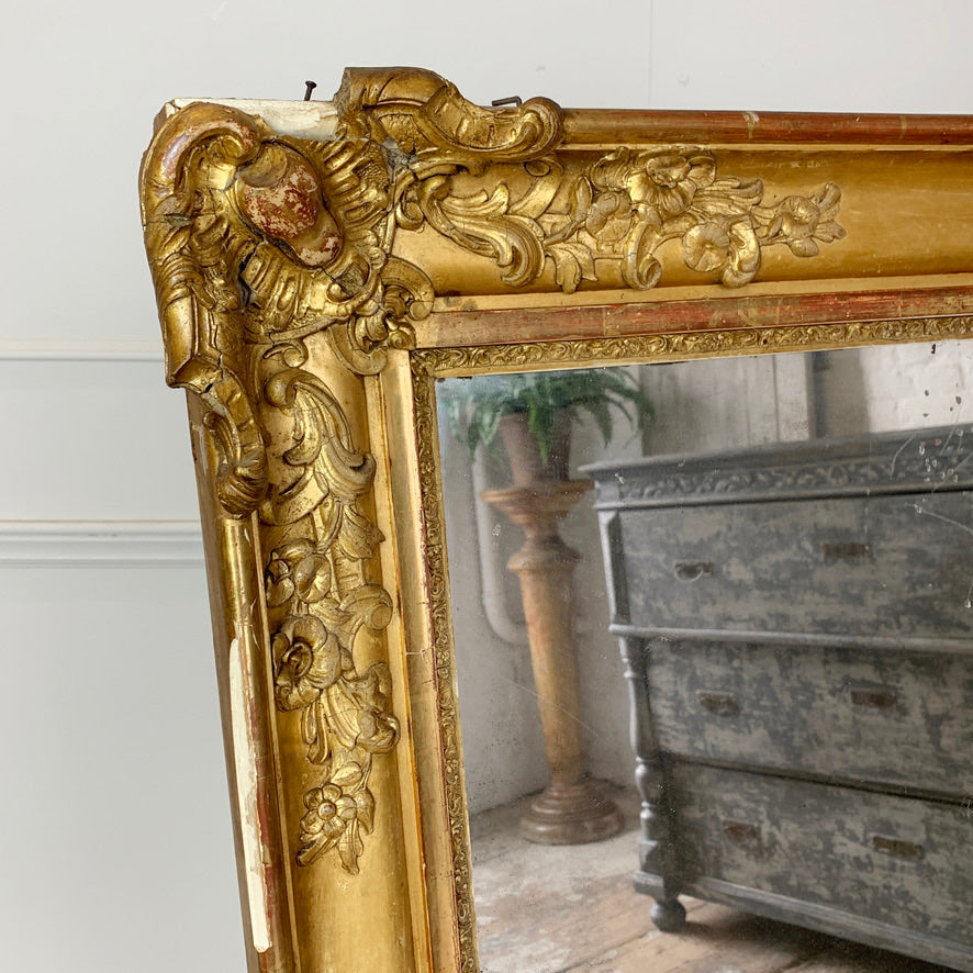 Late 18th Century Split Plate Antique French Gold Mirror