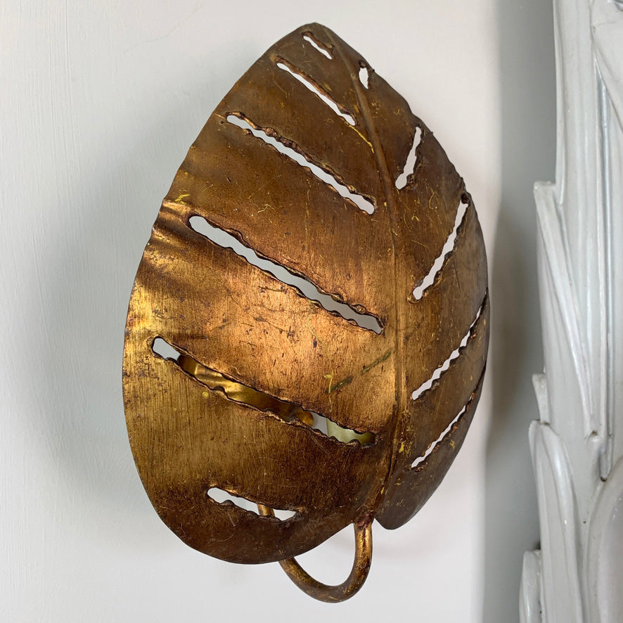 Single Gold Maison Jansen Monstera Leaf Wall Light
