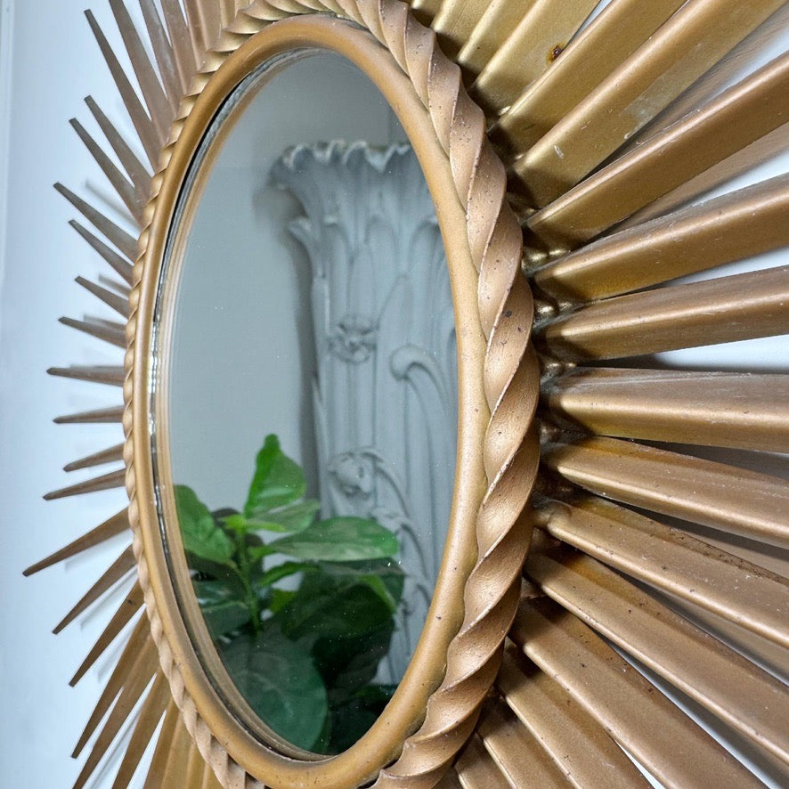 Large Chaty Vallauris Vintage Sunburst Mirror 1950