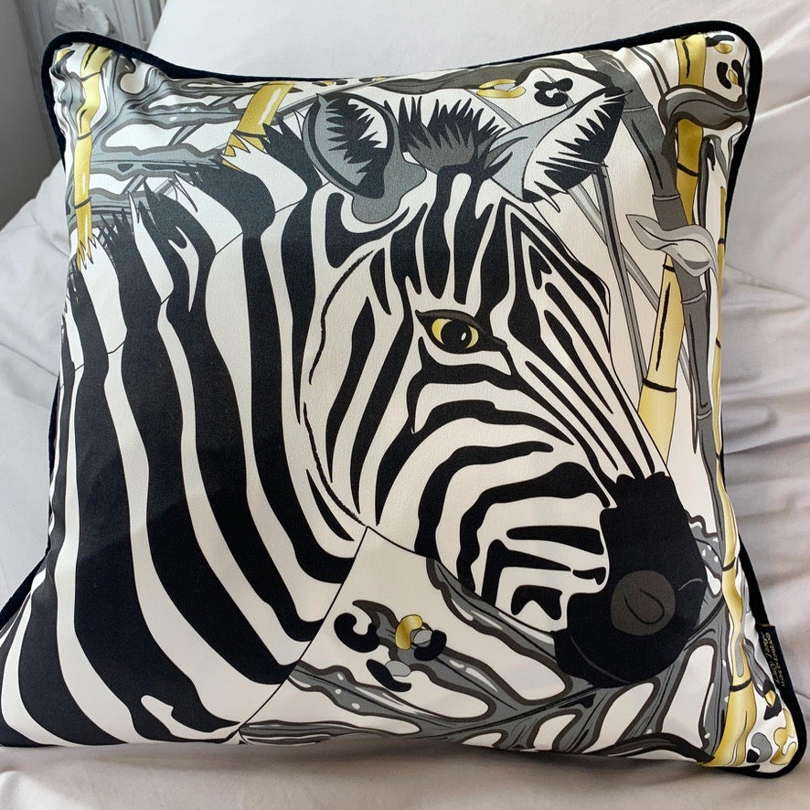 The Tropics Collection 'Zebra' Luxury Silk Cushion