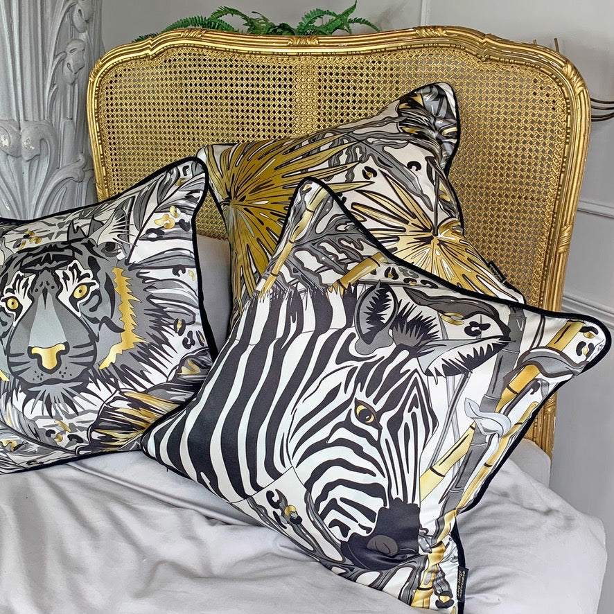 The Tropics Collection 'Zebra' Luxury Silk Cushion