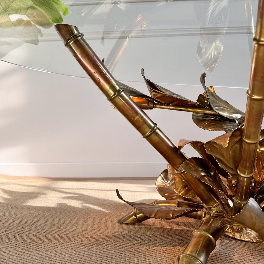 Maison Jansen Faux Bamboo Illuminated Gold Table 1970's