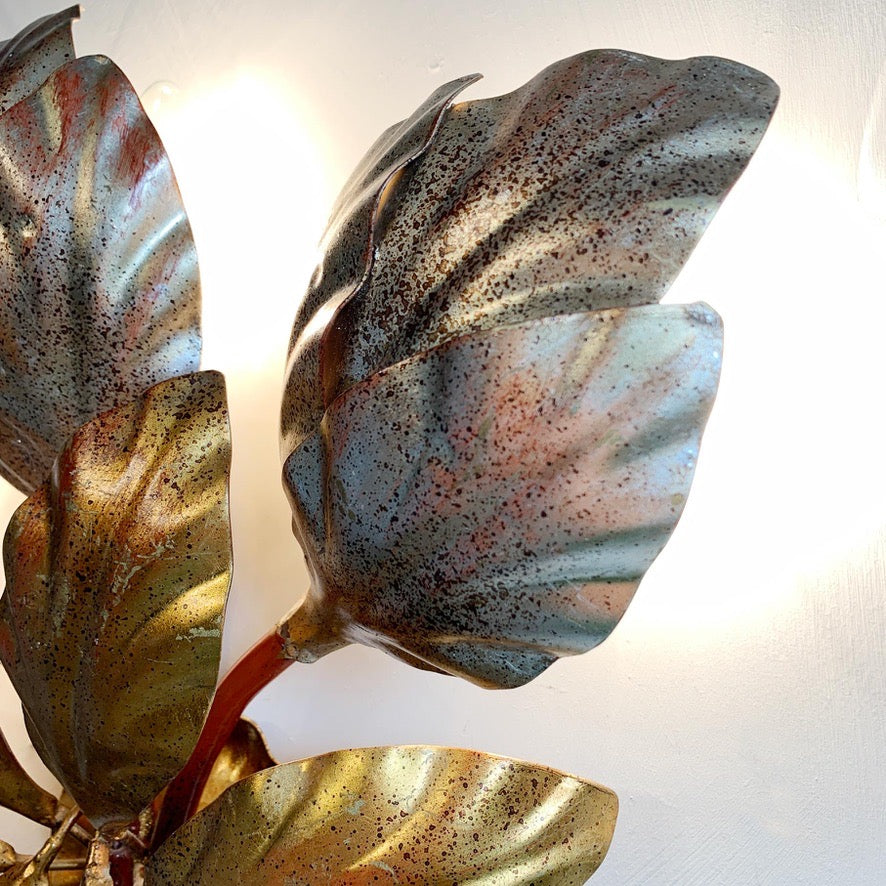 Hans Kogl Gold and Silver Leaf Wall Light