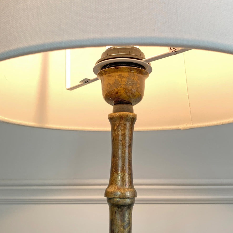 Mid Century Brass Faux Bamboo Table Lamp