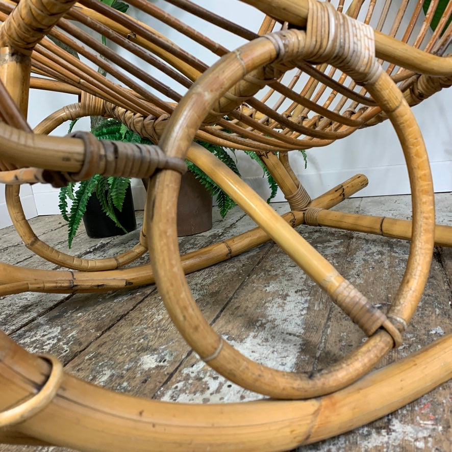 Rocking Chair in Bamboo and Rattan Attributed to Franco Albini 1950's