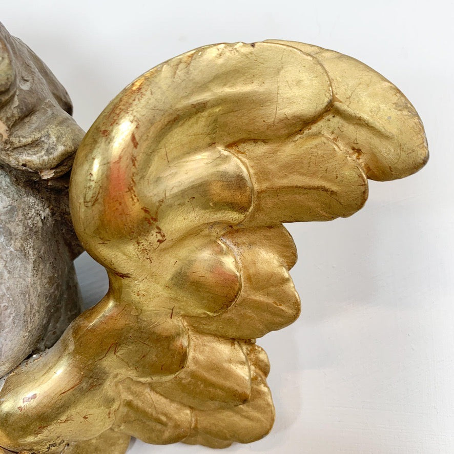 18th Century Giltwood and Polychrome Painted Putti/Cherub