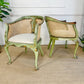 Pair of 19th Century Green Queen Anne Revival Chinoiserie Bergere Chairs