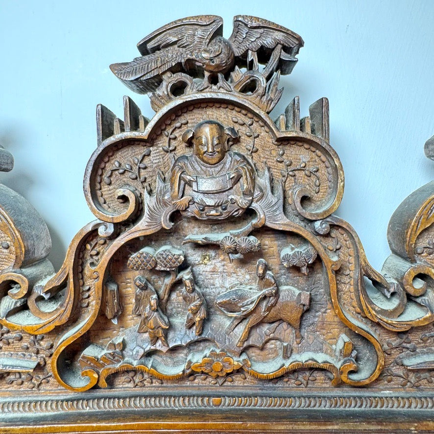 An Exceptionally Carved Qing Dynasty Hardwood Chinese Export Mirror