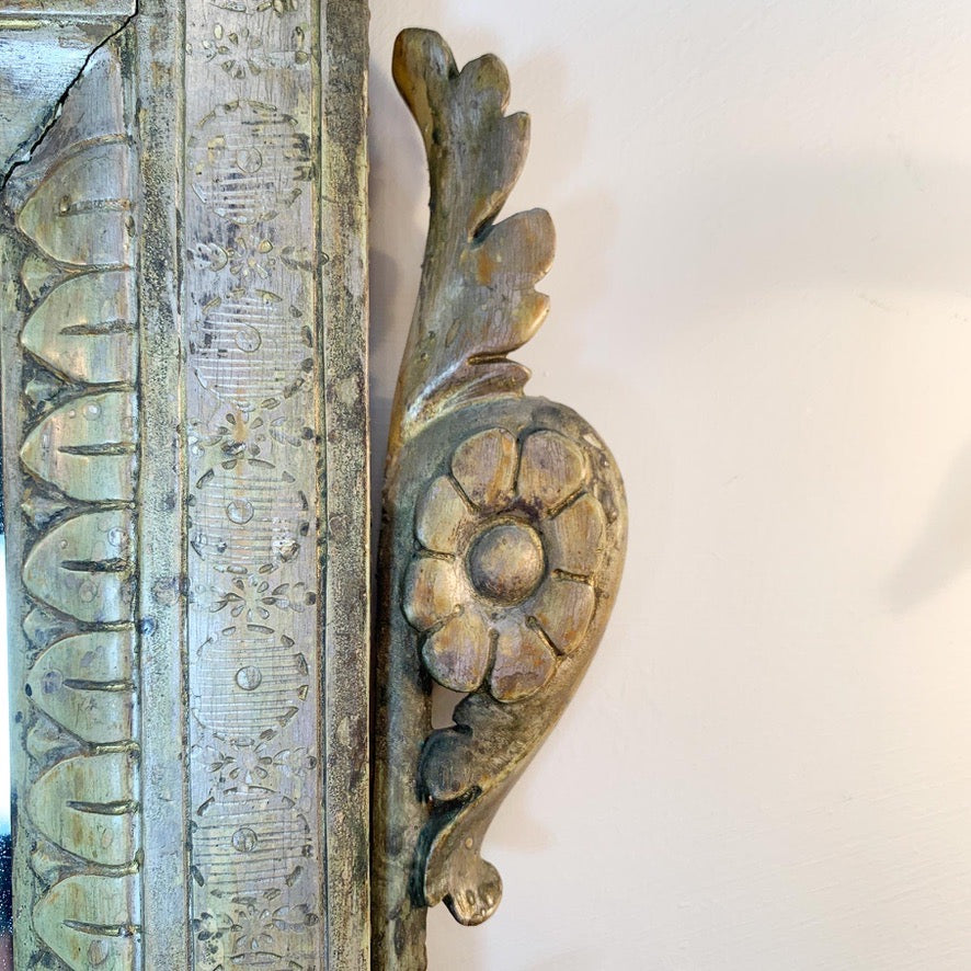 Silver Gilt Carved Wood Italian Wall Mirror 18th Century