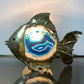 Jacques Duval-Brasseur Illuminated Blue Agate Gold Fish Lamp