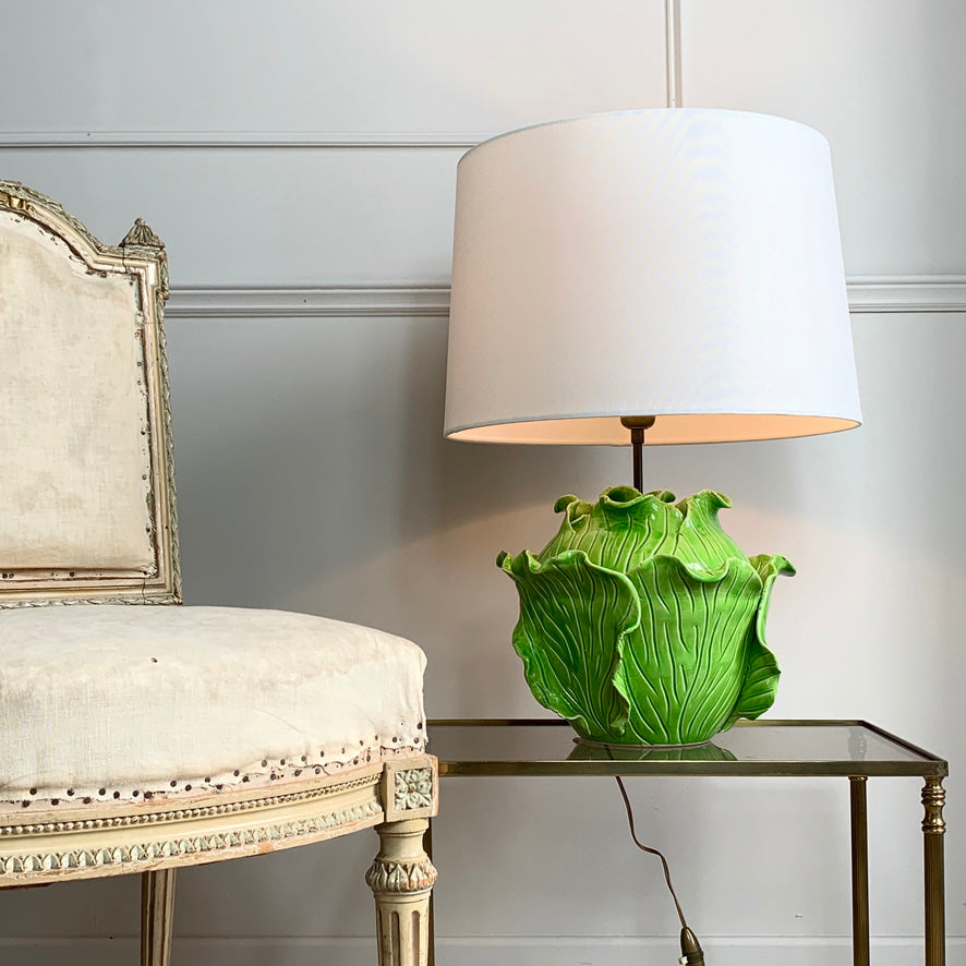 Jean Roger Life Size Green Ceramic Lettuce Table Lamp Paris 1950's