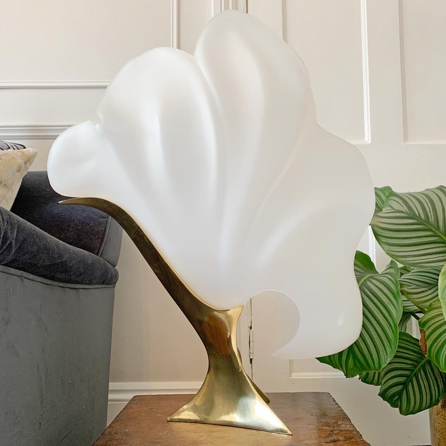 Rare Maison Rougier White Figural Shell Lamp 1970's