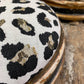 Victorian Petite Foot Stools in Woven Leopard Jacquard Fabric