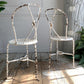 Superb pair of Rare White Tri-Legged Regency Wrought Iron Chairs