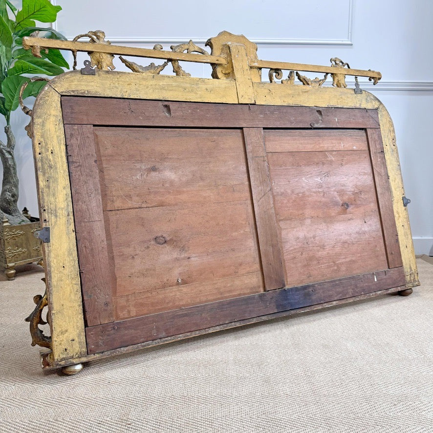 Antique Renaissance Revival Giltwood Overmantle Mirror 19th Century