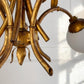 Hans Kogl Gilt Faux Bamboo Chandlier with Glass Globes