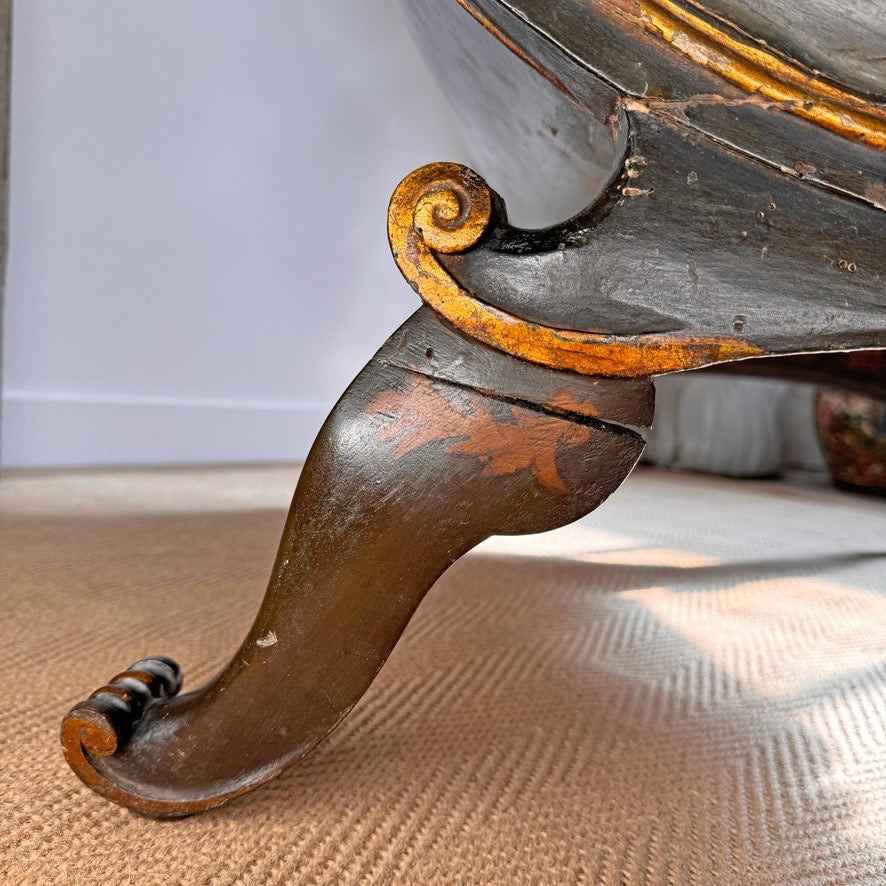 18th Century French Sleigh Form Ducal Crown Chair of Significant Importance