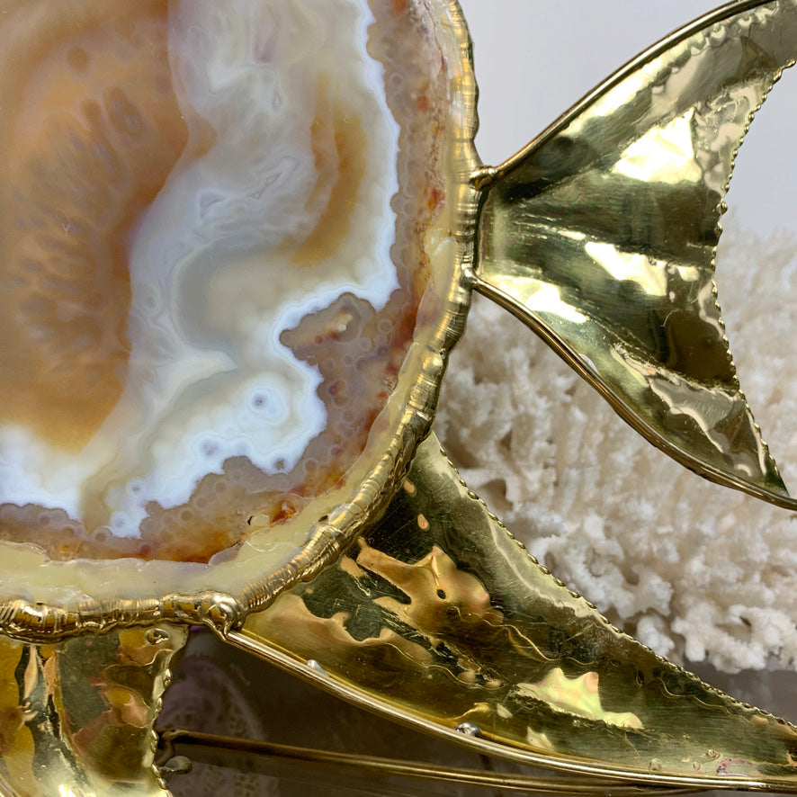 Duval Brasseur Large Gold Agate Angel Fish Lamp