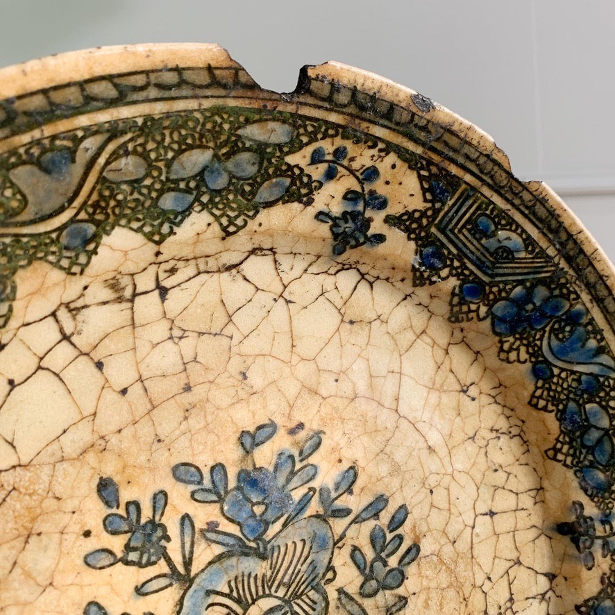 17th Century Safavid Blue Pottery Dish