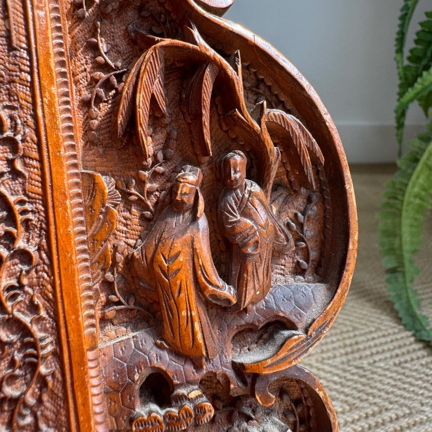 An Exceptionally Carved Qing Dynasty Hardwood Chinese Export Mirror