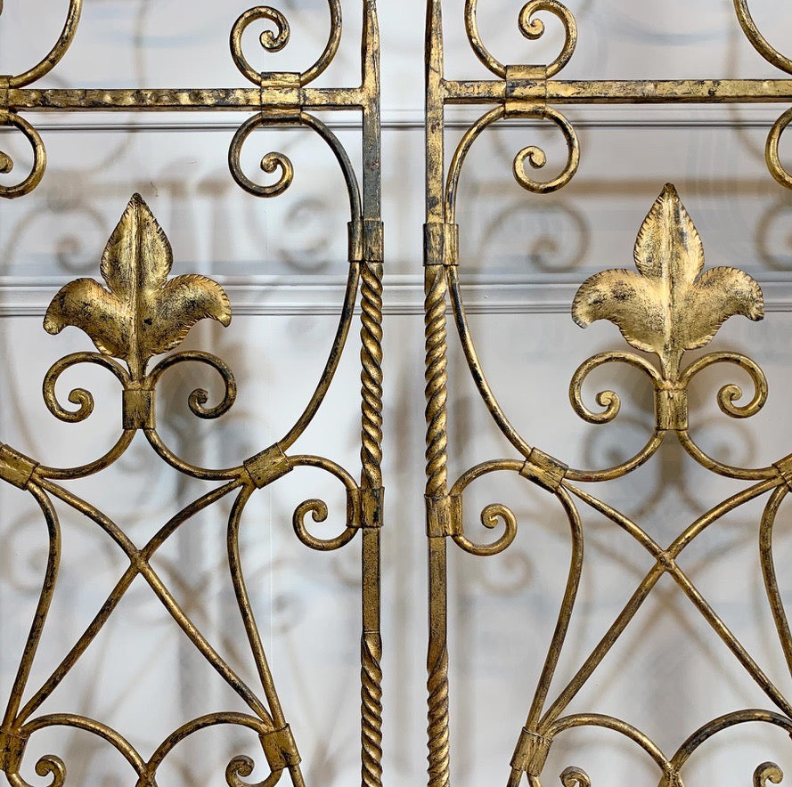 Pair of Wrought Iron Gilt Spanish Altar Gates