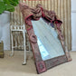 Theatrical Burgundy Antique Velvet Mirror with Drapes and Swags 19th Century