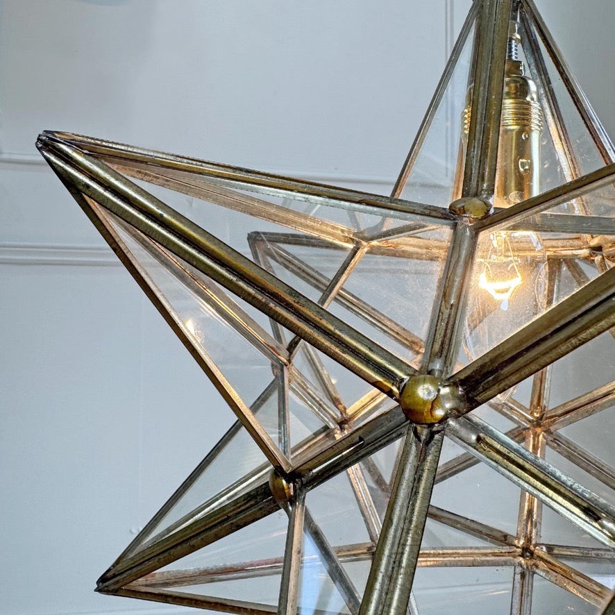 1920's Moravian Glass Star Pendant Ceiling Light