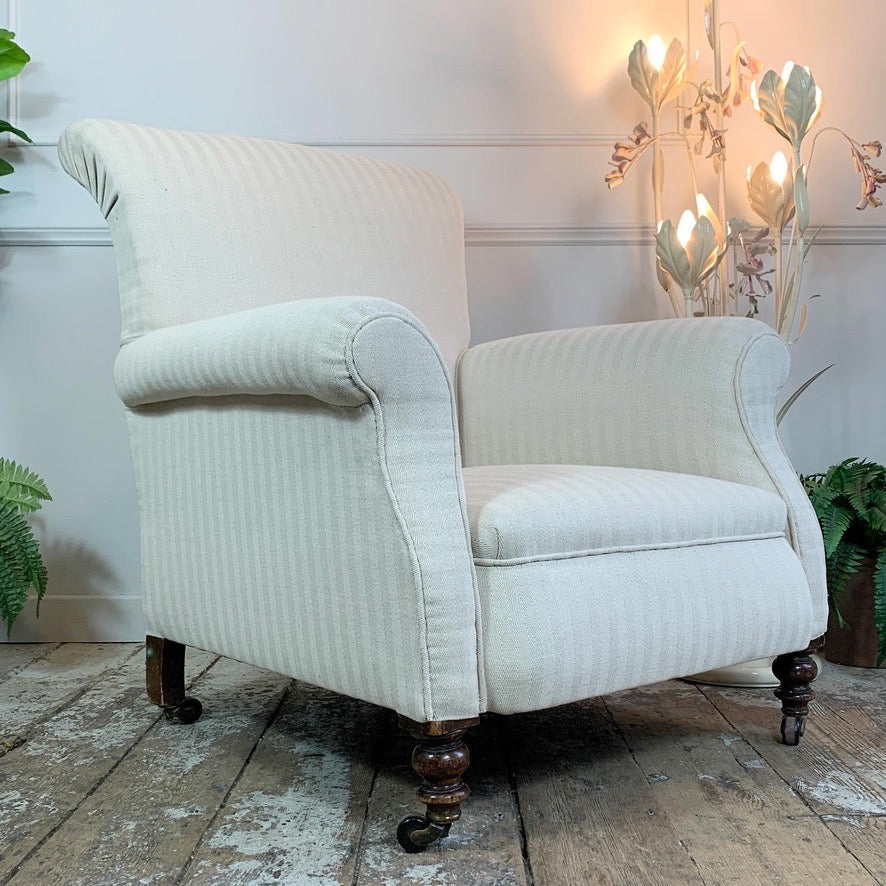 Victorian Cream Sleigh Back Country House Armchair