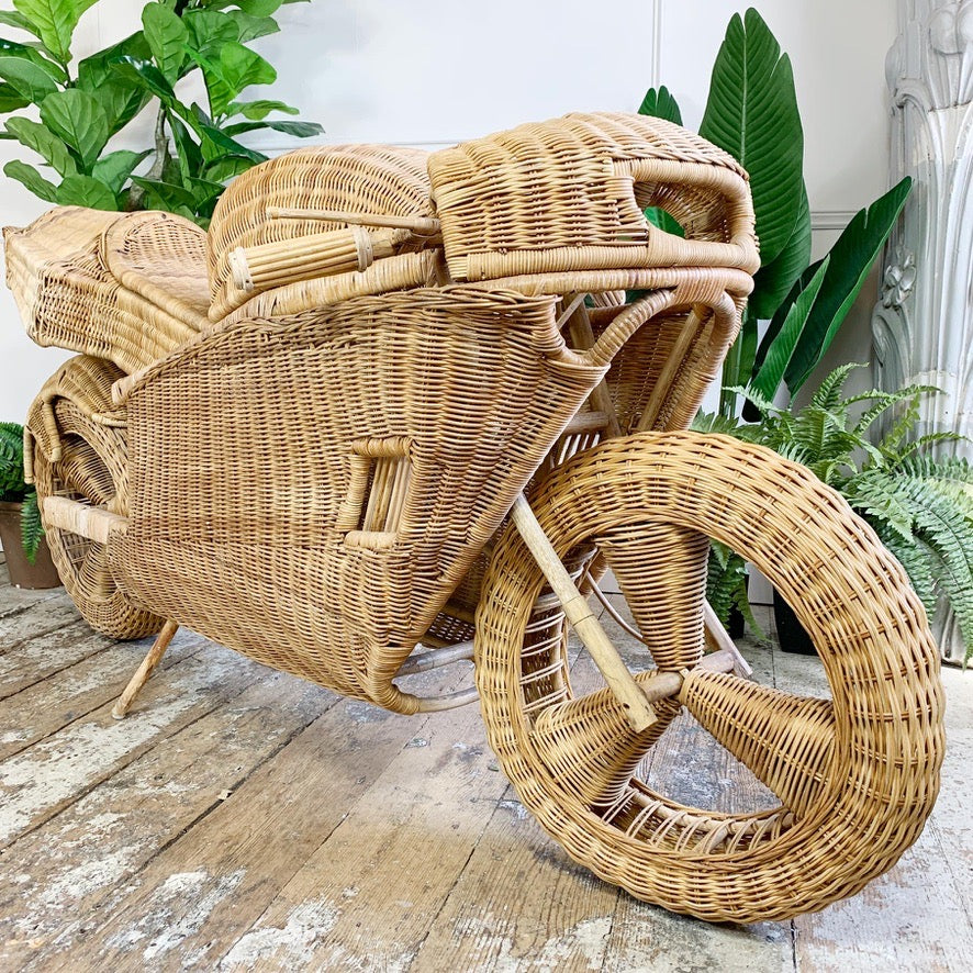 Incredible Life Size Wicker and Bamboo Racing Motorbike