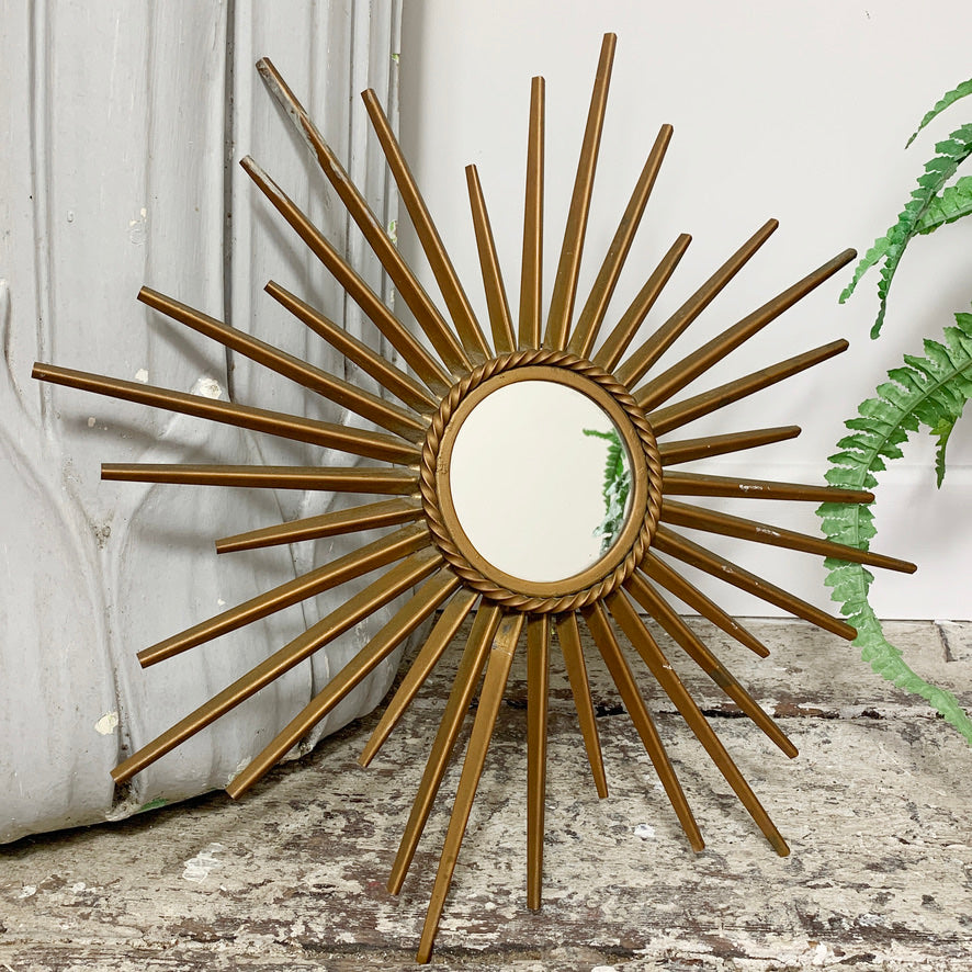 Chaty Vallauris 1950s Petite Gold Sunburst Mirror