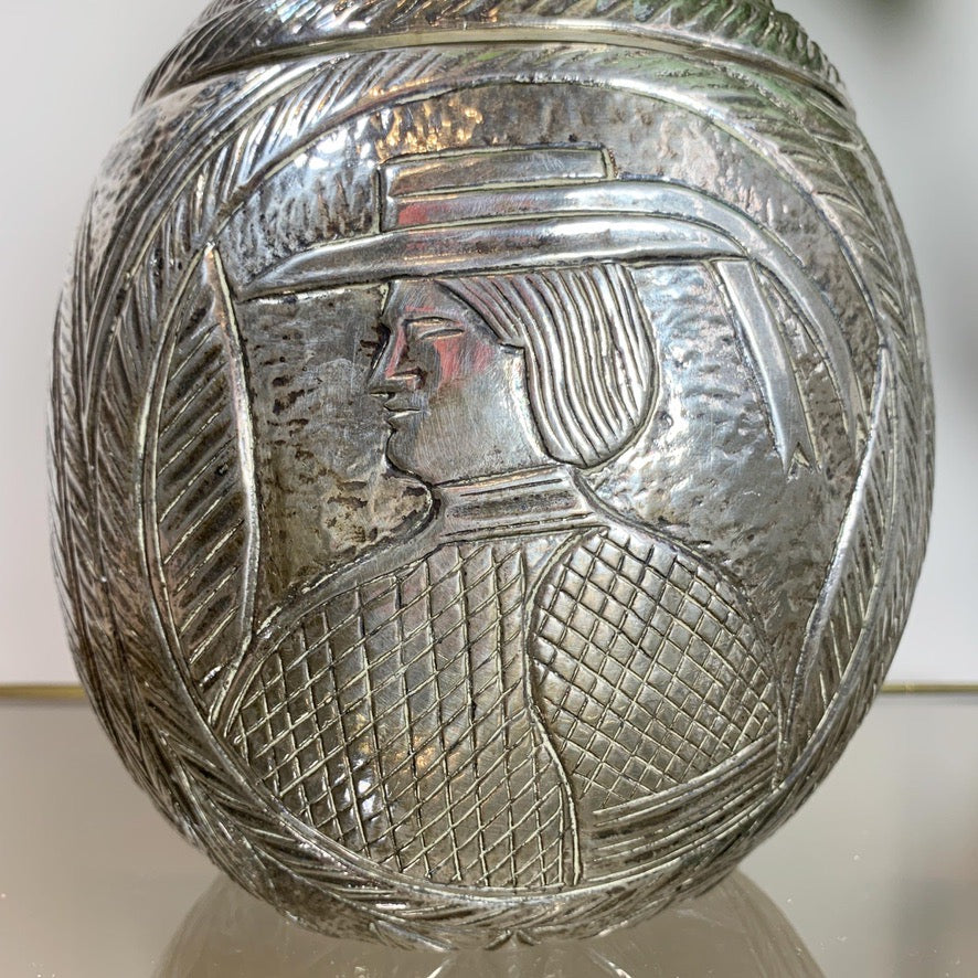 Modernist Silver Breton Design Ice Bucket in the Style of Marc Chagall, 1950's