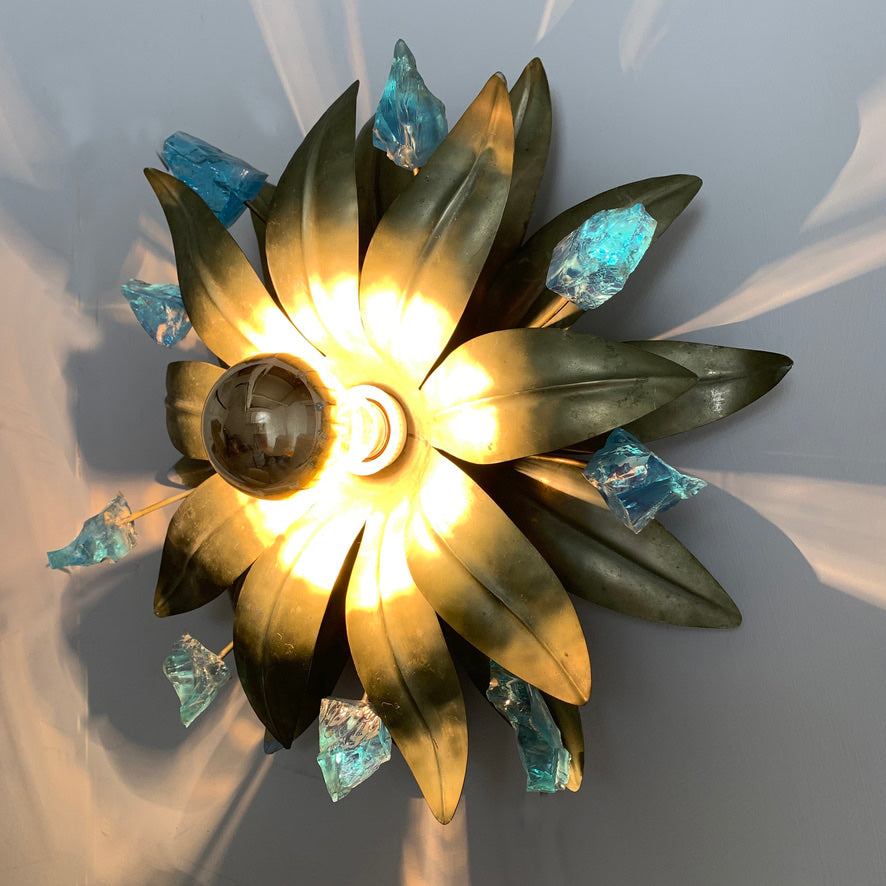 Chateau De Brie Aqua Aura Quartz Flower Wall Light