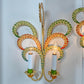 1970's Polychrome Feather Frond Wall Lights