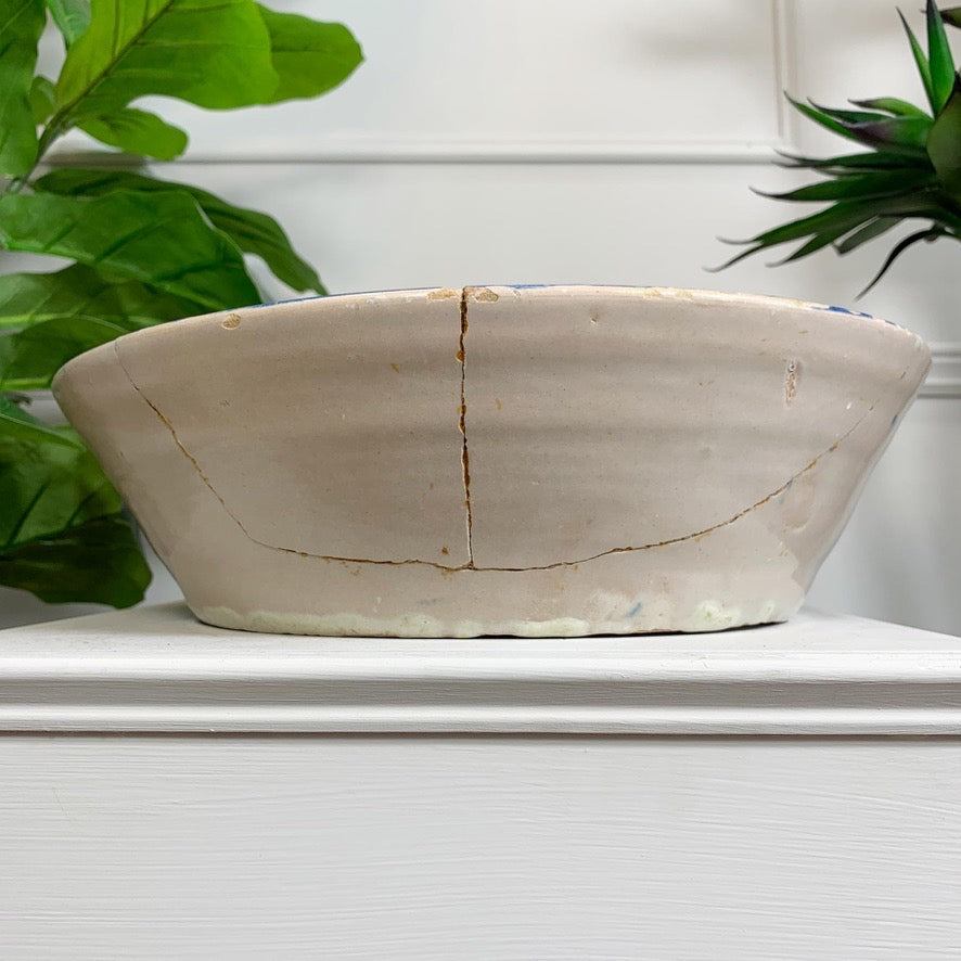 Large 18th Century Blue and White Spanish Lebrillo Bowl