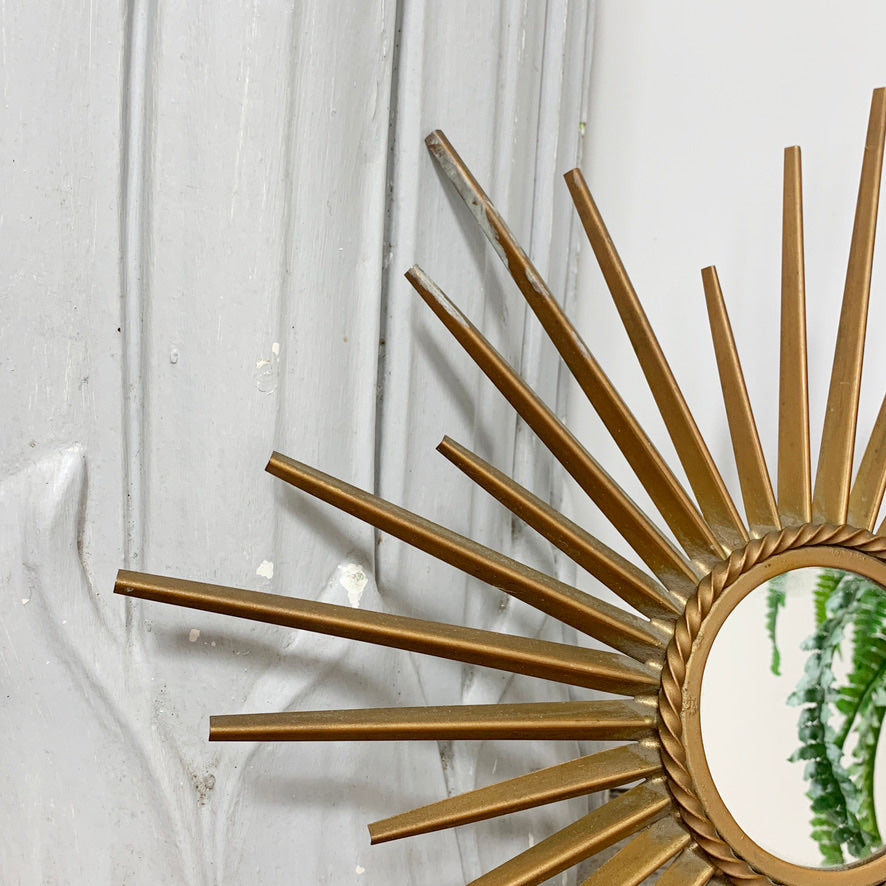 Chaty Vallauris 1950s Petite Gold Sunburst Mirror