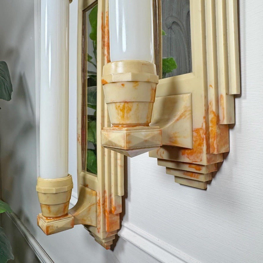 Art Deco Skyscraper Bakelite Mirrored Wall Lights