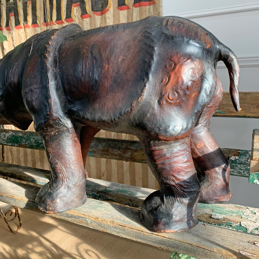 Very Large Liberty of London Leather Rhino Footstool